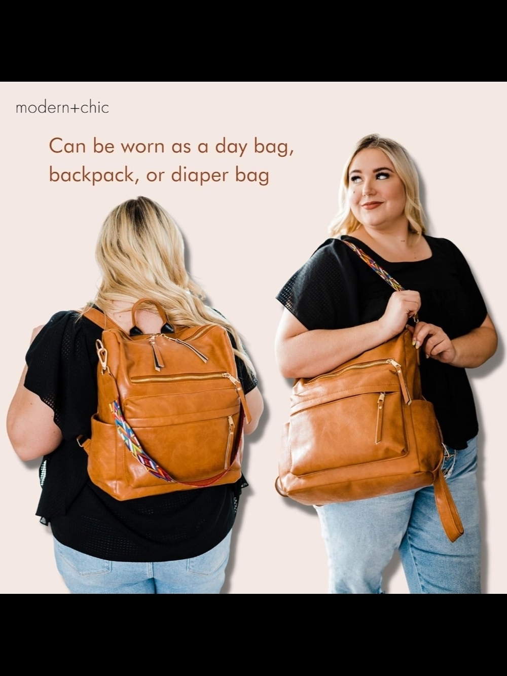 Faux Carmel Leather Convertible Backpack Purse - So Soft and Versatile Unisex - Picture 3 of 12